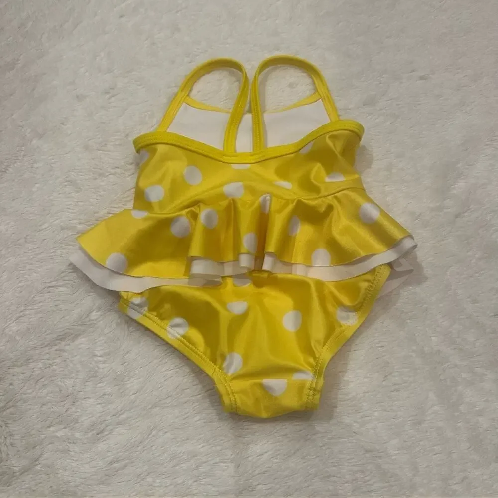 Gerber Yellow Polka Dot Bathing Suit sz 3-6 m Swimsuit